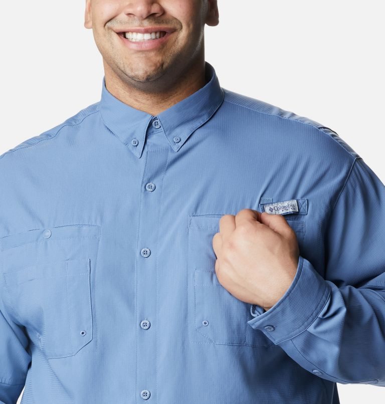 Men's Columbia PFG Tamiami II Long Sleeve Shirts Light Blue | Plus Size CA-U0543
